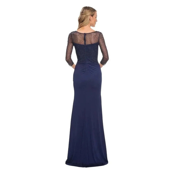 LA FEMME 30028 Navy Maxi Gown Size 2 - Picture 7 of 9